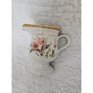 Vintage Mikasa Field Creamer Pour Cup With Handle Japan Floral Ivory EB 805 5"
